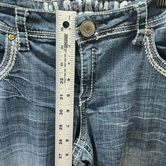 Hydraulic Bootcut Jeans Womens 13/14 Wide Stitch Embroidered Blue Denim 2226 - Picture 5 of 10